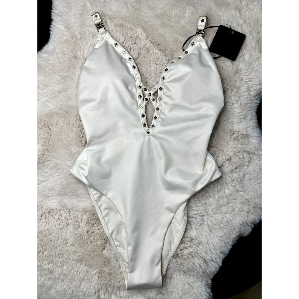 Honey Birdette EIVISSA🤍 White & Gold Studded One Piece Swim XS